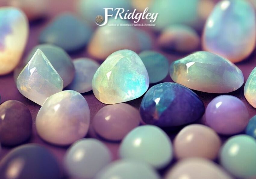 Colorful polished gemstones on a soft surface.